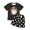 Black, variant on Trendfront Womens 2 Piece Halloween Pajama Set Cowboy Ghost Graphic Crewneck Short Sleeve Tee Elastic Waist Ghost and Pumpkin Print Shorts Home Sleepwear Loungewear