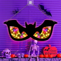Halloween Luminous Eye Lights Hanging Wooden Decor 21x8.1 Inch, LED Spooky Party Decoration for Wall Window, Festive Mood Halloween Prop(A)