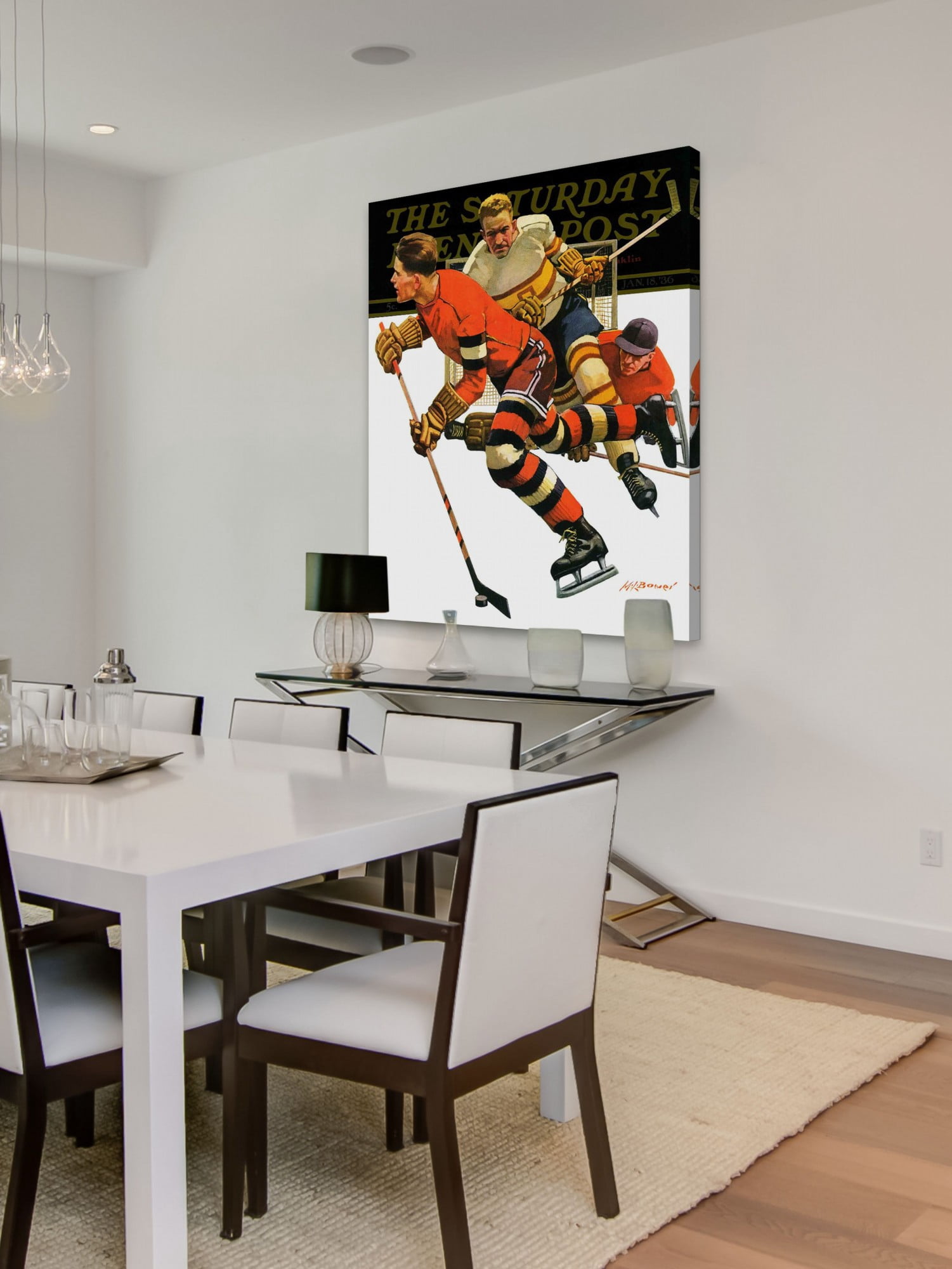 Marmont Hill Ice Hockey Match by Maurice Bower Painting Print on Canvas