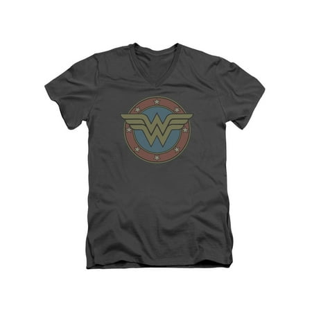 DC Comics Wonder Woman Muted Classic Logo Adult V-Neck T-Shirt (Top 10 Best Comics)