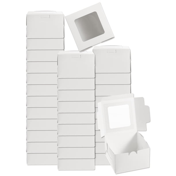 32 Piezas Cajas de Embalaje de Jabón 3.9x3.9x2.6 Pulgadas Caja de Jabón de Kraft con Ventana (Cuadrada, Blanca)