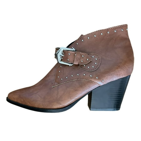 GHSOHS Cowboy Boots for Women Winter Boots Ankle Boots Shoes Lace Up Boots for Women Closed Toe Black Leather Boots Chunky Heel Pointed Toe Short Booties Shoes Western Cowgirl Boots Size 41