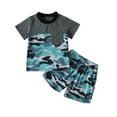 thumbnail image 2 of HAOTAGS Bbay Boys Cute Short Sleeve Print T-shirt Set Casual Summer Beach Shorts Outfits for Kids Gray Size 12-18Months, 2 of 9