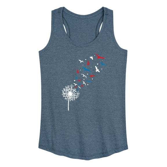 Instant Message - Patriotic Dandelion Birds Graphic Racerback Tank