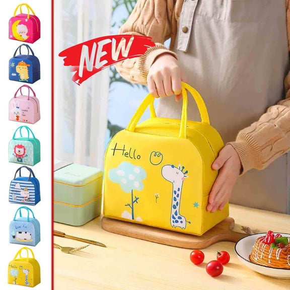 Cute Animal Printed Lunch Bag, Leakproof Lunchbox Bag, Portable Bento Bag, Insulated Lunch Box Handbag Bags, Reusable Lunch Tote Bag for Work, Picnic or Travel, F