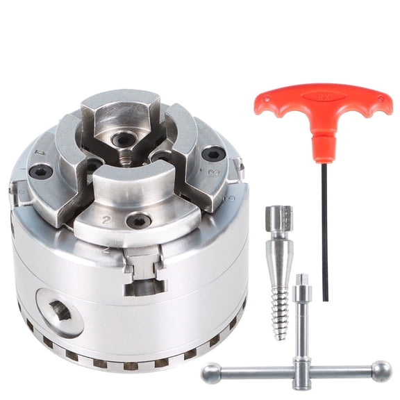 findmall 3-3/4 Inch 4 Jaw Self-Centering Keyed Lathe Chuck Set with 1-Inch x 8TPI Thread
