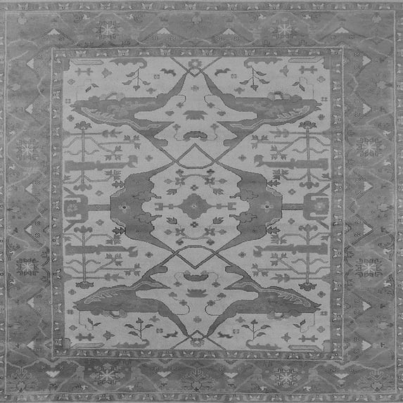 Ahgly Company Indoor Square Oriental Gray Industrial Area Rugs, 8' Square
