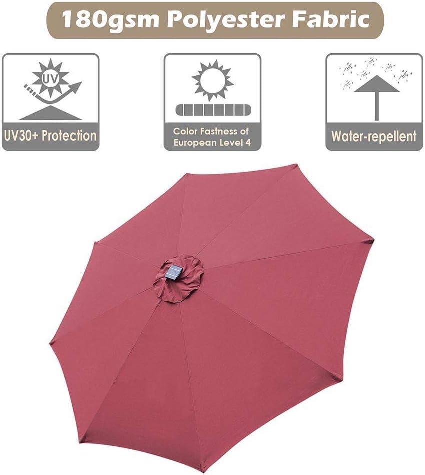 9ft Prelit Umbrella 3-Tiered Patio Umbrella with Lights, Red