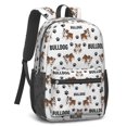 thumbnail image 2 of Bulldog and Dog Paw Print White Pattern 17" Waterproof Oxford School Backpacks for Teens, S-Shape Padded Straps, for School, Travel, Hiking, Camping, 2 of 5