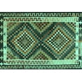 thumbnail image 1 of Ahgly Company Machine Washable Indoor Rectangle Southwestern Turquoise Blue Country Area Rugs, 8' x 12', 1 of 4