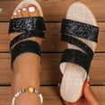 thumbnail image 5 of Willtoo Women's Glitter Sequins Peep Toe Platform Wedge Slip On Mules Plus Size Summer Orthopedic Sandals, 5 of 7