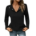 thumbnail image 1 of aidice Womens Sweatshirts Lapel Neck Button Long Sleeve Texture Fall Pullover Tops with Kangaroo Pockets, 1 of 6