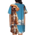 thumbnail image 6 of Haiem Blue Sky Cloud Puppy Pattern Pajama Set for Women 2 Piece Lounge Set Short Sleeve Tops and Shorts Soft Sleepwear-Medium, 6 of 7