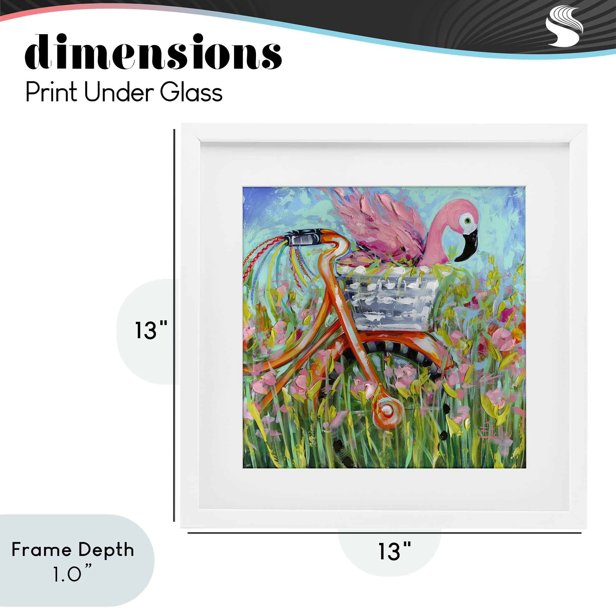 Stupell Industries Flamingo's Free Bicycle Ride White Framed Print Under Glass, design by Estelle Grengs