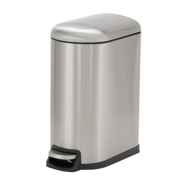 Design Trend 10 Liter / 2.6 Gallon Slim Bathroom Trash Can, Stainless Steel