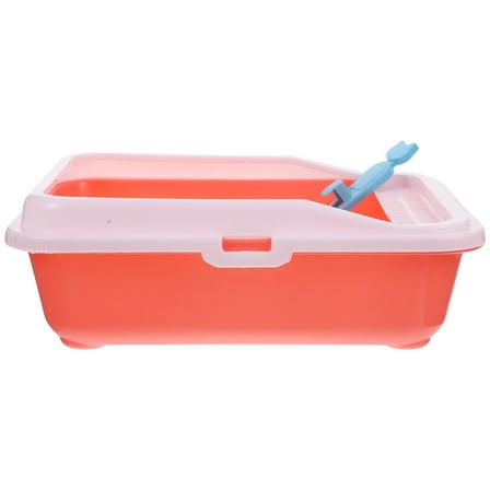 SOPOTUTU Durable Pink Cat Litter Box, Semi-Closed Design, Easy to Clean, Fresh Air