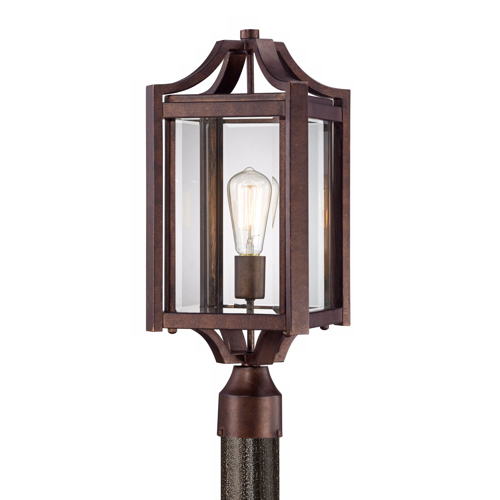 Franklin Iron Works Rockford Rustic Farmhouse Outdoor Post Light Bronze Iron 20 1/4" Clear Beveled Glass for Exterior Barn Deck House Porch Yard Patio
