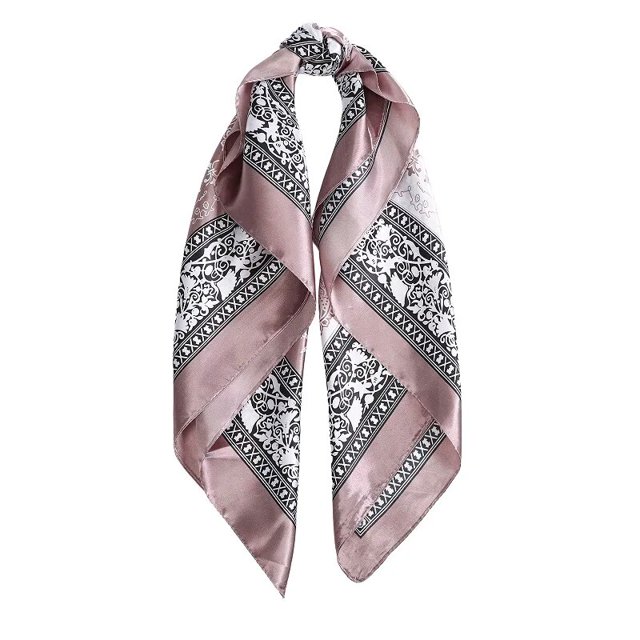 LEVAO Flower Print Turban Headband Headwear 90*90cm Hair Scarf Headwrap for Women Square Satin Bandana Ribbon Hair Accessories