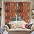 thumbnail image 2 of Swag Curtains Valances for Windows, Orange Boho Floral Short Kitchen Window Curtains Over Sink, Medieval Ethnic Vintage Texture Cafe Curtains Panel Set Of 2,Rod Pocket, 63 Inches Length, 2 of 8