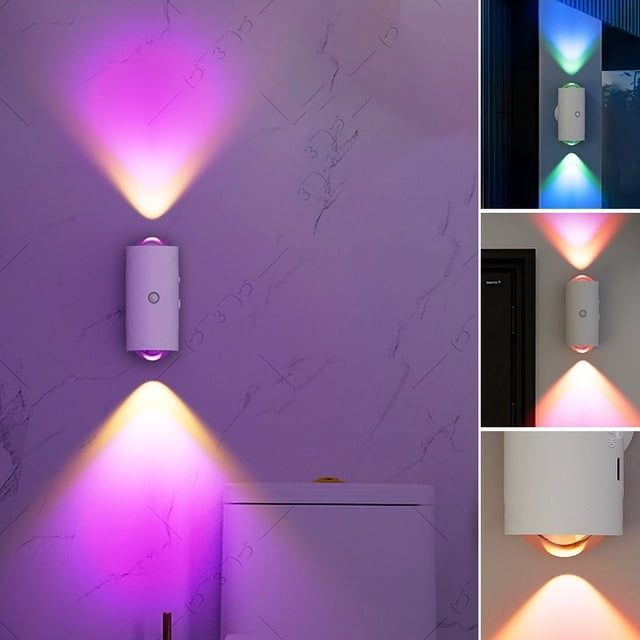 Luz ambiental nocturna | Lámpara de pared con sensor de movimiento recargable inteligente - Temperatura de color de 3000K | Montaje magnético | Degradado colorido | Larga duración 1500mAh | USB tipo