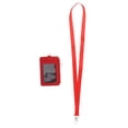 thumbnail image 1 of Porta de identificación sintética de estilo vertical de 2 cara 5 ranuras para 1 bolsillo con cremallera rojo Hugo Titular de la insignia con cordón, 1 of 9