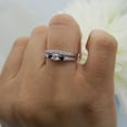 thumbnail image 4 of 0.80 Carat (ctw) 10K White Gold Round Cut Blue & White Diamond Ladies Anniversary Wedding Band 3 Stone Enhancer Guard Do, 4 of 4