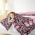 thumbnail image 4 of jejeloiu Cartoon Cheetah Pattern Bedding Comforter Set,Chic Glitter Print Twin Comforter Sets,Pink Leopard Print Bedding Set For Girls Teens,Breathable Home Decor,2pcs, 4 of 8