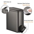 thumbnail image 3 of TIPGO Slim Bathroom Trash Can with Lid Soft Close, Step Pedal, 6 Liter / 1.6 Gallon Stainless Steel Trash Bin, Small Garbage Cans for Bedroom, Office, Kitchen (Brown) : Home & Kitchen, 3 of 10