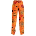 thumbnail image 6 of Womens Halloween Lounge Pants Loose Fit Sleep Pajama Bottoms Full Length Straight Leg Easy Wear Design Elastic Waist No Drawstring Comfy Home Bottoms Orange S, 6 of 6