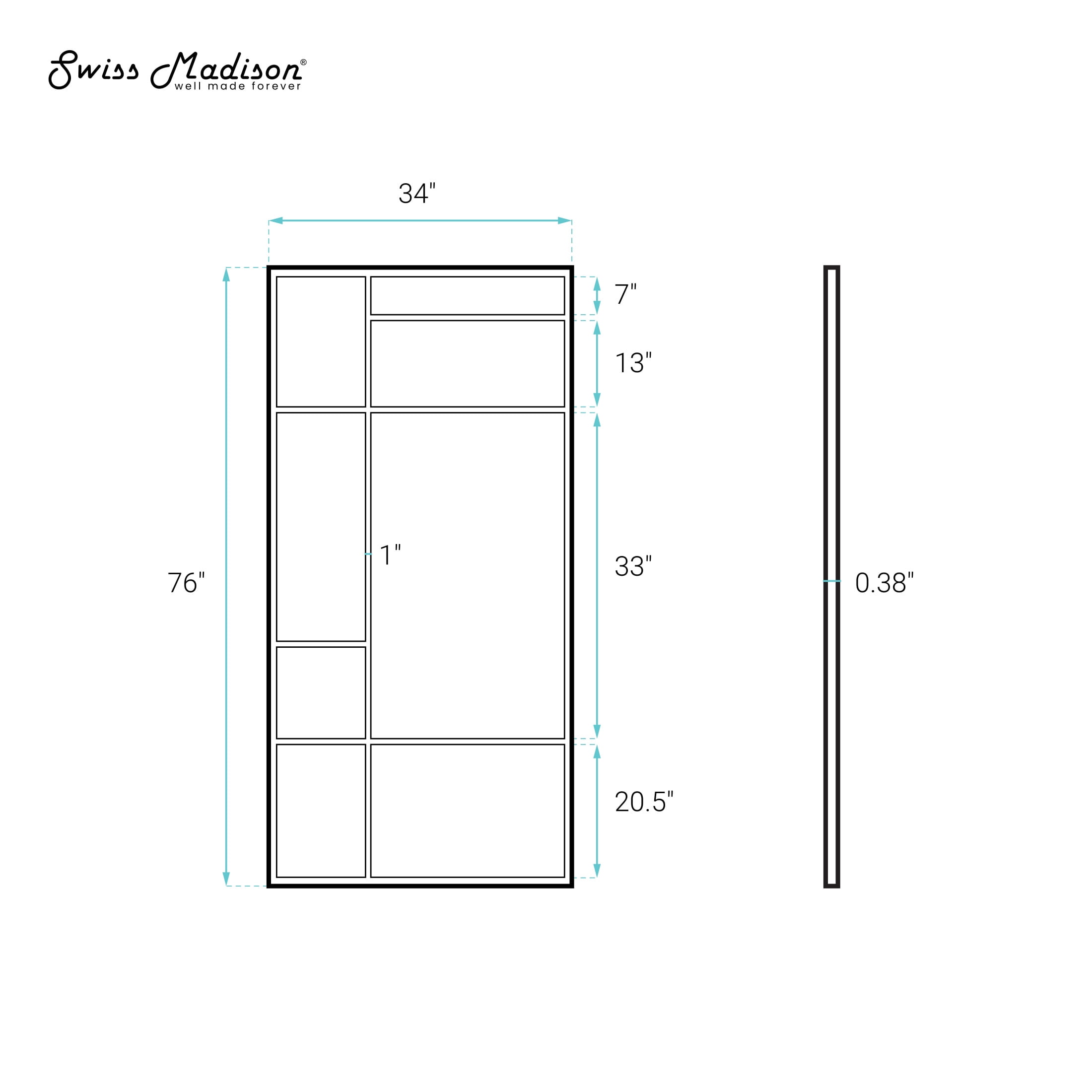 Leiden 34 x 78 Framed Fixed 3/8 in. (10mm) Frosted Tempered Glass Shower Door with Matte Black Frame