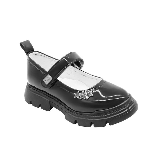 Zapato Escolar Para Niña Charol Negro 18-25 Plantilla Arco negro 18
