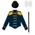thumbnail image 5 of TiaoBug Womens Circus Jacket Coat Magic Show Outerwear Party Cosplay Costume with Accessories Set Dark Blue L, 5 of 7