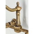 thumbnail image 2 of Kingston Brass KS1263TAL Tudor Double-Handle Wall-Mount Bridge Kitchen Faucet, Antique Brass, 2 of 7