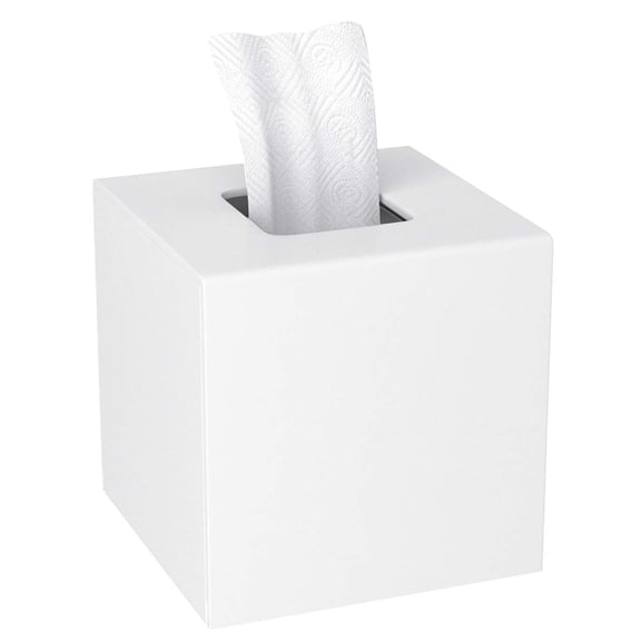 NIUBEE Acrylic Tissue Box Cover, Elegant Tissue Holder & Napkin Dispenser for Home, Office, Restaurant, Crystal White, Modern Design