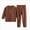 A37-Coffee, variant on Kids 2‑Piece Ribbed Henley Pajama Set with Button Placket,Cozy Fabric Sleepwear for Boys and Girls 4-5 Years