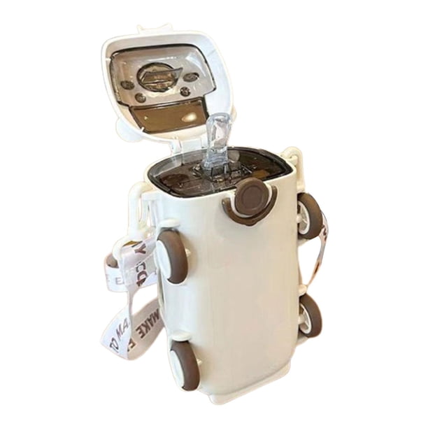 Botella de agua para niños con forma de autobús, para exteriores, 500 ml, a prueba de fugas Beige