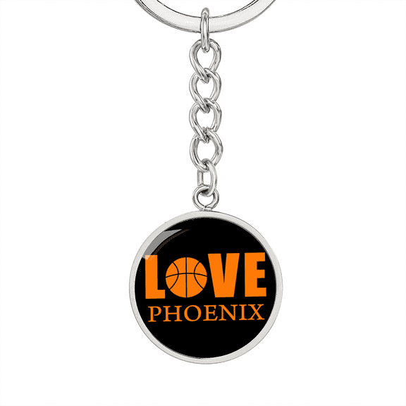 Love Phoenix Basketball Circle Keychain Stainless Steel or 18k Gold Pendant