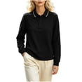 thumbnail image 2 of Tops for Women Oversized Tshirts for Women Fall Womens Dressy Casual Blouses Tops Women Collared Summer Fashion Business Casual Solid-Color Long-Sleeved Button-Down Shirt Top Black L, 2 of 7