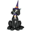 7' Tall Airblown Hallowen Inflatable Black Cat with Witch's Hat