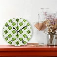 thumbnail image 2 of GZHJMY St. Patricks Day Clover Wall Clock, 10" Silent Non Ticking Round Clock, Oil Painting Easy to Read Clock for Living Room Bedroom Bathroom Home Decor Holiday Gifts, 2 of 7