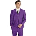 thumbnail image 7 of Men's Suit Slim Fit 3 Piece Suit Double Breasted Suit One Button Formal for Wedding Prom Suits Purple 5XL, 7 of 7