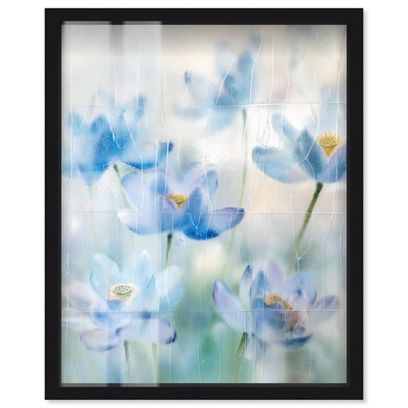 Dreaming in Blue Shadowbox Print Floral Art by Art Remedy, Black Frame, 16 x 20