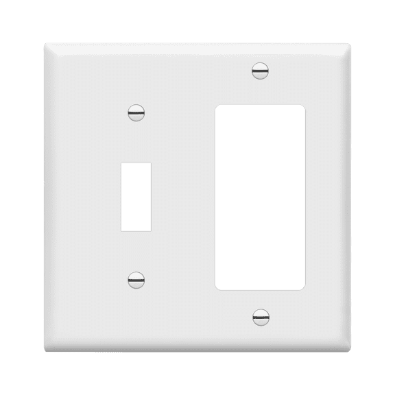 ENERLITES Decorator / Toggle Switch Combination Wall Plate, 2-Gang, Standard Size Outlet Cover, Unbreakable Polycarbonate, White