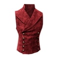 thumbnail image 2 of FAOWME Men's Vest Retro Style Sleeveless Stand Collar Solid Color Buttons Fashion Comfortable Tops For Daily Wear Red Xxxxxl, 2 of 4