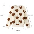 thumbnail image 2 of Pullover Graphique Cœur Sherpa pour Femmes Col Rond Manches Longues Chandail en Molleton en Polaire Duveteux, 2 of 5
