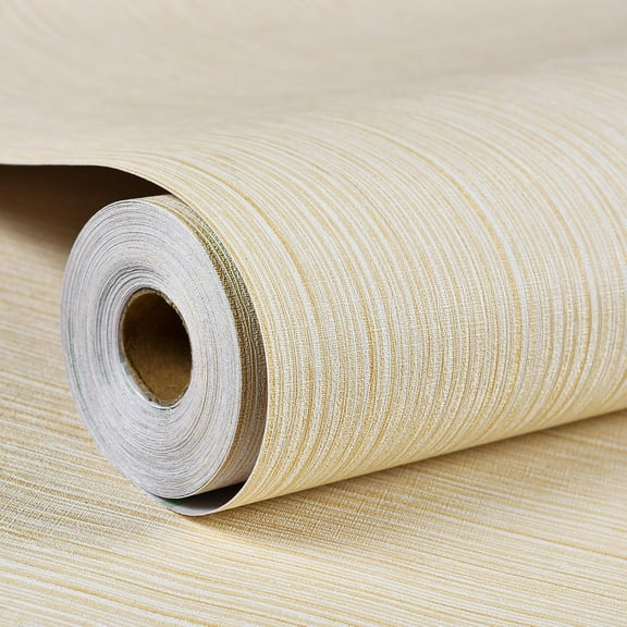 Grasscloth Wallpaper Textured 24in X 393in Fabric Contact Paper Textured Linen Wall Paper Peel and Stick Self-Adhesive Thick Vinyl Embossed Wallpaper (Yellow)