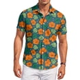 thumbnail image 2 of QHRMKOG Mens Beach Shirts Relaxed Fit Tropical Print Short Sleeve Hawaiian Shirts Breathable Holiday Button Down Beach Shirt Summer Casual Top Orange 3XL, 2 of 6