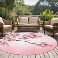 thumbnail image 4 of Pink Cherry Flower Round Area Rug 6Ft Washable Circle Rugs for Bathroom Office, Spring Watercolor Blooms Floral Branch Non-Slip Carpet Floor Mats Indoor Outdoor Carpet Runner Aesthetic Home Decor, 4 of 8