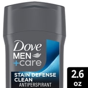 Dove Men+Care Deodorant Stick For Men, Anti-White Marks & Anti-Yellow Stains Stain Defense Clean With 72-hour Sweat And Odor Protection ,2.6 oz