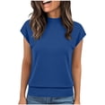 thumbnail image 2 of QUNYINEY Women's T Shirts Cotton Short Sleeve Summer Mock Neck Tops Casual Slim Fit Solid Pullover Shirts, 2 of 5